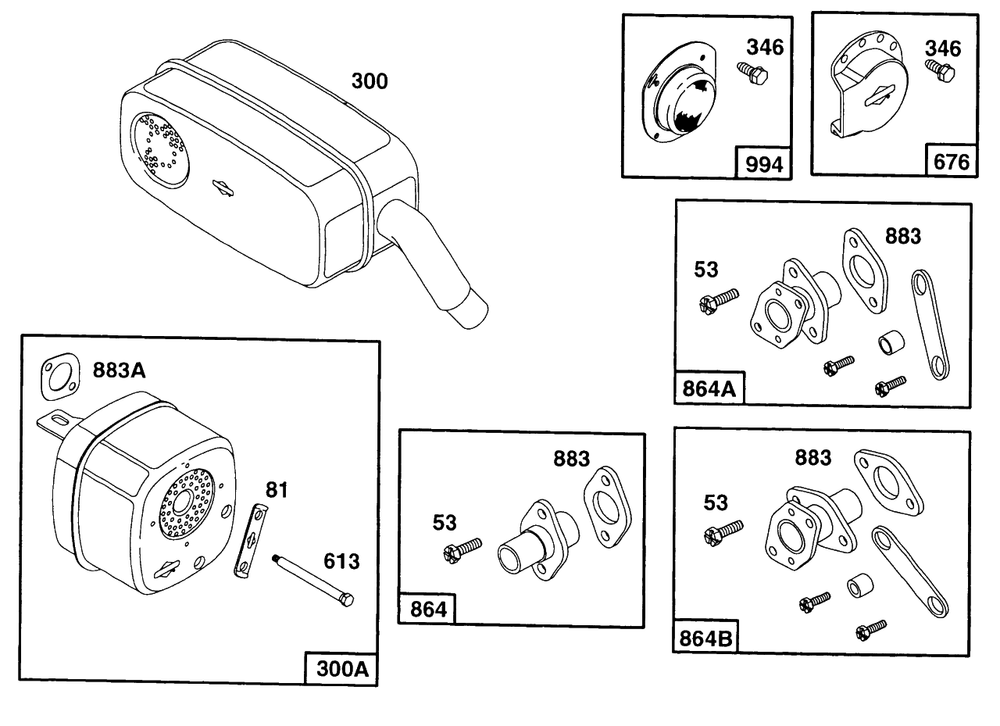 Mufflers And Deflectors Diagram and Parts List for 402417-0640-XX  Briggs and Stratton Engine